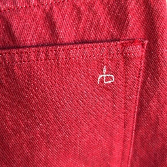 RAG & BONE NWT ASH JEAN BULL RED HIGH RISE TAPERED BARREL LEG JEANS Size: 28 - Picture 7 of 10